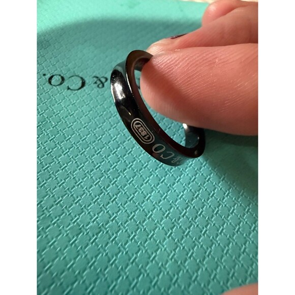 New Auth. Tiffany & Co. 1837 Narrow Ring Size 10 Black Titanium - Picture 3 of 5